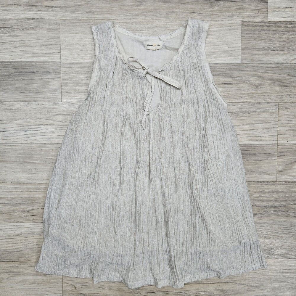 Meadow Rue Anthropologie Womens Beige Pleated Tie Tank Size Small